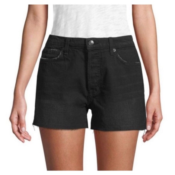 Downtown LA DTLA High Waist Denim Black Jeans Mom Shorts Button Fly Cutoff sz 29 - Picture 1 of 5